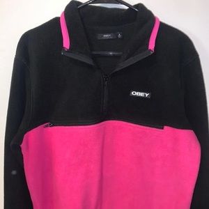 Pink & Black OBEY Fleece Half-Zip